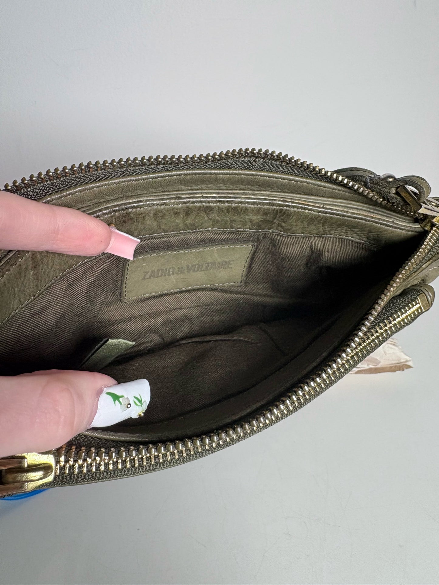 Zadig & Voltaire 100% Leather Pre-owned Charcoal Rock Clutch Purse
