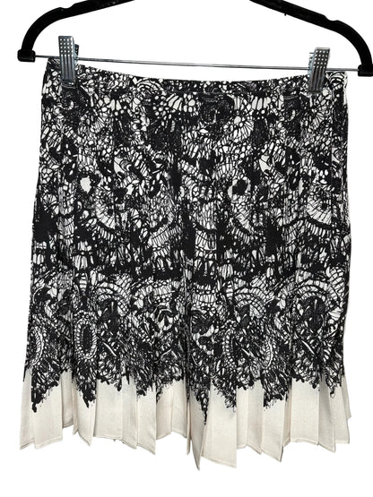 Women Size 40 Authentic Prada Black & White Scribble Print Pure Silk Vintage Pre-Owned Mini Skirt