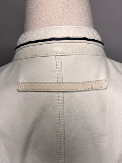 Vintage Prada White Leather Solid Men's Size 52 Moto Jacket