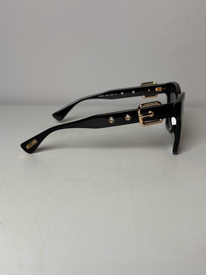 Plastic Moschino Black "55MM Decorative Buckle Square Sunglasses"