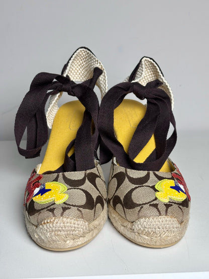 W Shoe Size 8 Coach Khaki Espadrille Pre-owned, NWOT Wedges