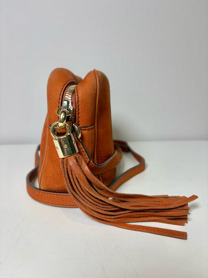 Gucci Solid Suede Leather Rust Orange Disco Purse