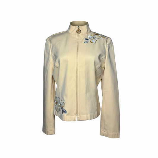 Women Size S St. John Sport Yellow Solid Cotton Vintage Pre-owned Jacket