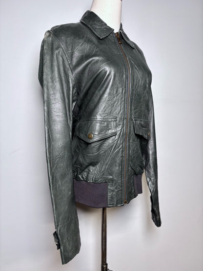 Women Size S Dolce & Gabbana Green Solid Leather Jacket