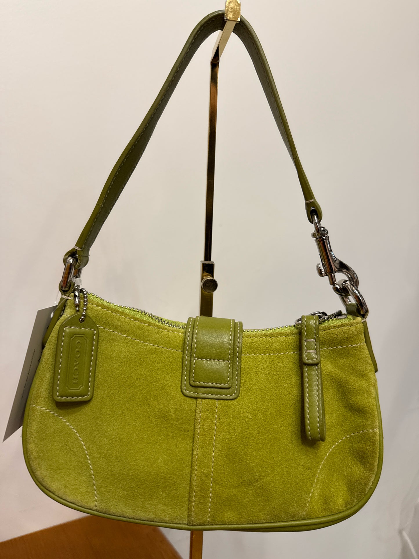 Vintage Coach Chartreuse Leather Baguette Demi K30-7558 Pre-owned Y2K Shoulder Purse