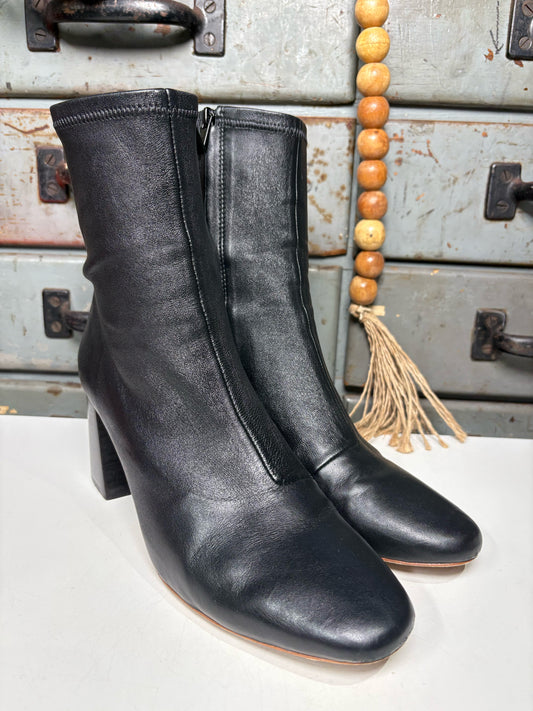 W Shoe Size 9 Loeffler Randall Elise Black Leather Stretch Ankle  Boots