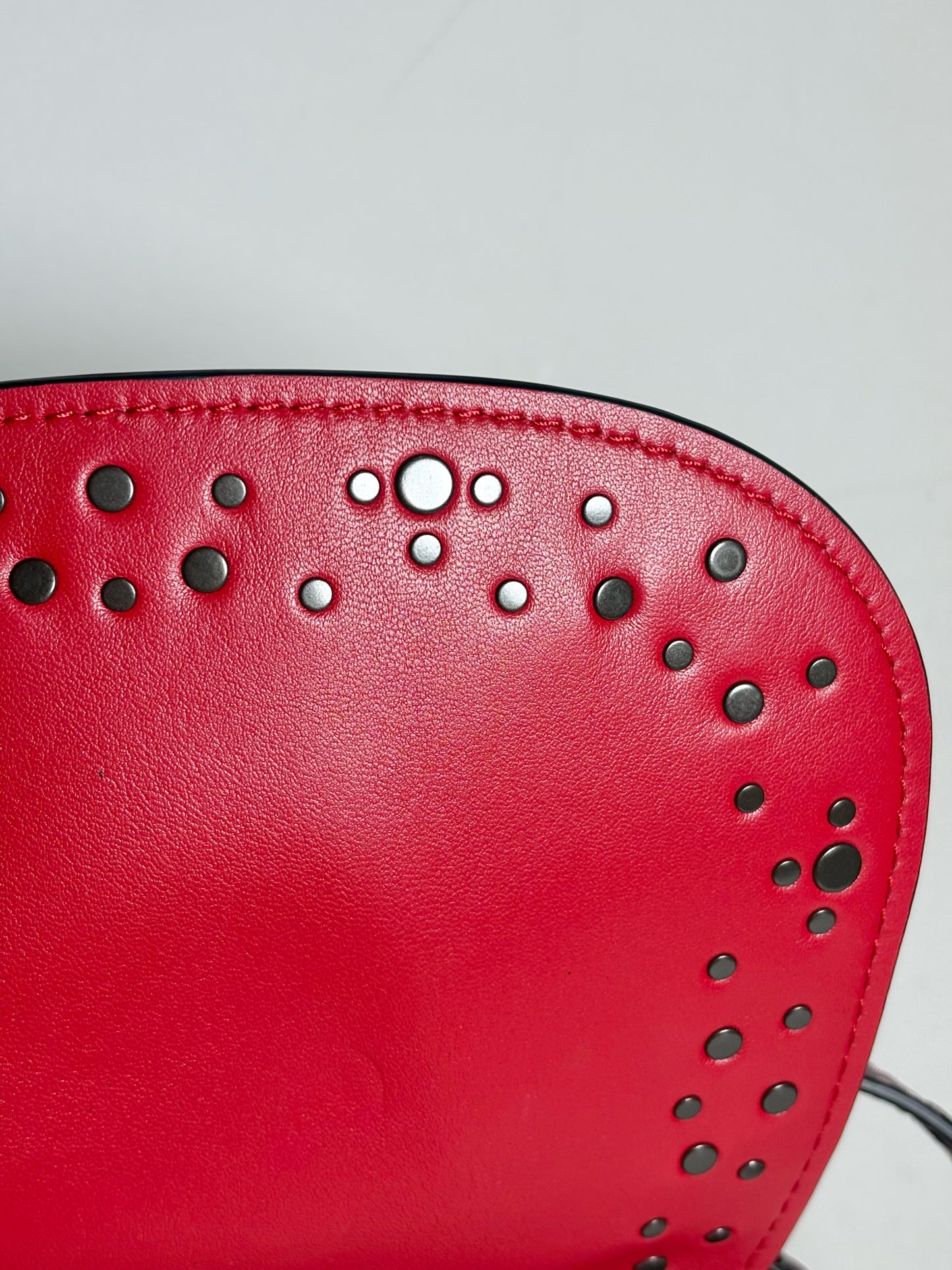 Women's Coach 20115 Pearls, Grommets Leather Pre-owned Bordeaux Saddle Bag
