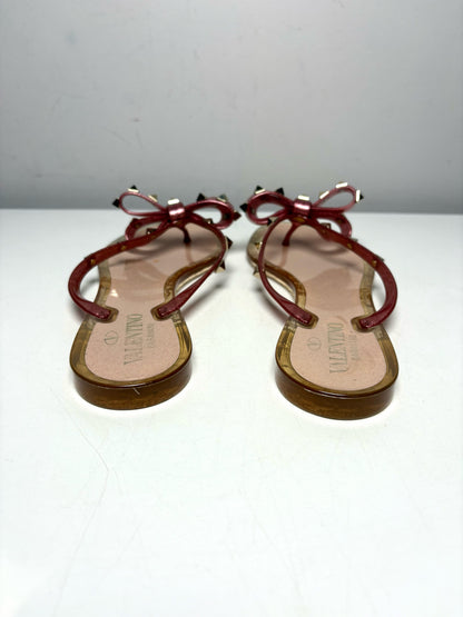 Valentino Garavani Rockstud Jelly Glitter Sparkle Pink PVC Size 39 Sandals