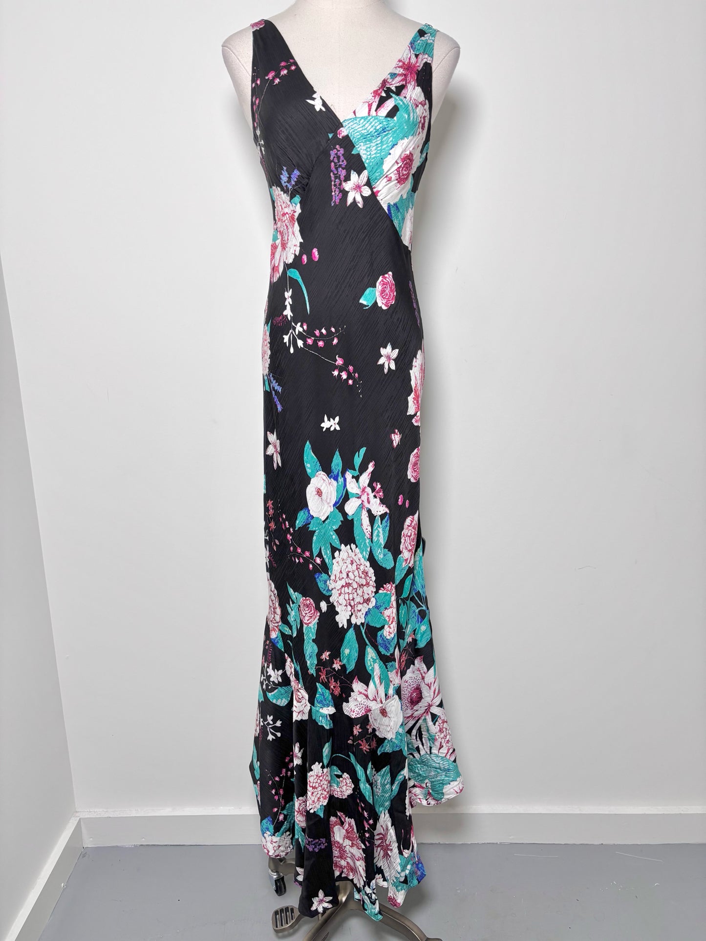 Women Size S Diane Von Furstenberg Black, pink, white, blue Floral Viscose Dress