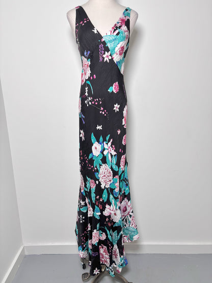 Women Size S Diane Von Furstenberg Black, pink, white, blue Floral Viscose Dress