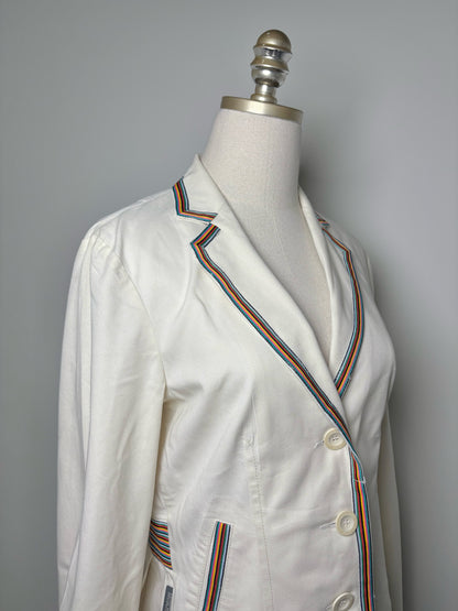 Women Size 12 Moschino Jeans White Stripe Blazer