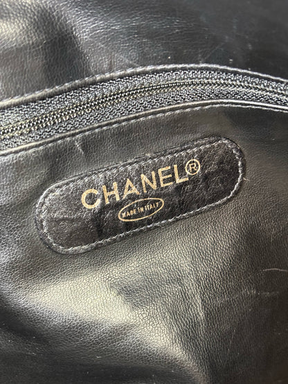 Black Canvas, Leather Chanel Duffle Bag
