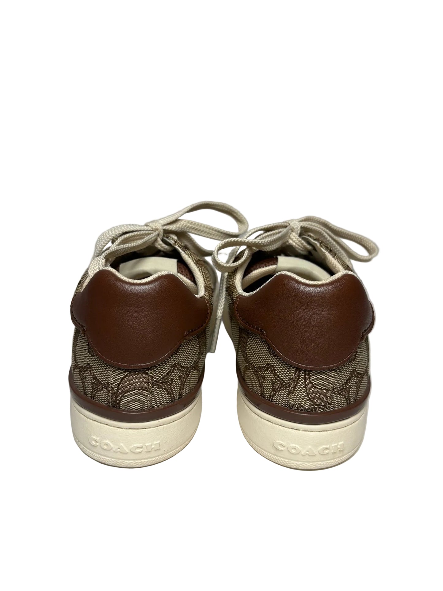 Women Shoe Size 7 Coach Brown Signature Monogram Canvas & Leather Pre-Owned Sneakers