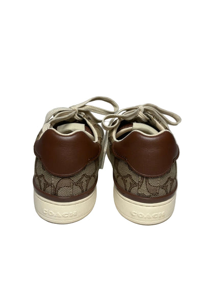 Women Shoe Size 7 Coach Brown Signature Monogram Canvas & Leather Pre-Owned Sneakers