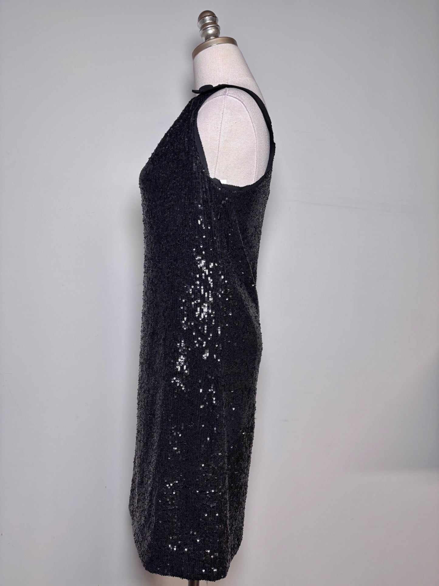 Women Size XS Tory Burch Black Sequins One-Shoulder Cocktail Pre-owned Dress