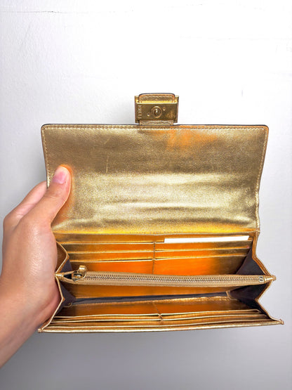 Nappa Leather Fendi Pre-owned Gold Wallet