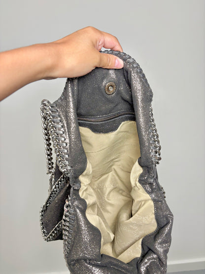 Stella McCartney Metallic Vegan Suede Charcoal Purse