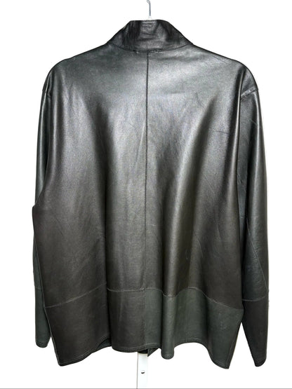 Giorgio Armani Black Genuine Leather Men's 48 (M) Pre-owned Jacket