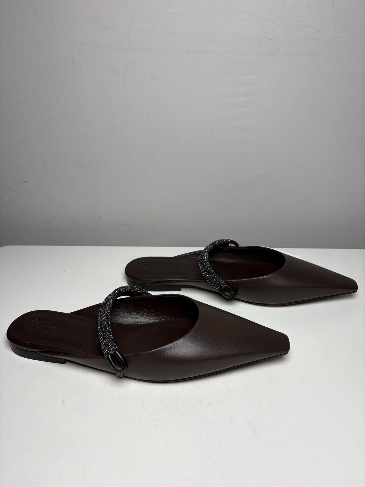 Women's Shoe Size 40 Brunello Cucinelli Brown Monili Strap NWT Pre-Owned Mule Slip-Ons