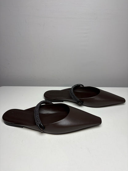 Women's Shoe Size 40 Brunello Cucinelli Brown Monili Strap NWT Pre-Owned Mule Slip-Ons