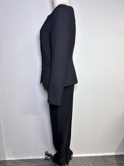 Women Size 8 Ralph Lauren Purple Label Black Solid Pre-owned Wool Suit
