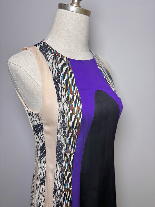 Women Size S Diane Von Furstenberg Purple, Black, Blue, Cream Print Dress