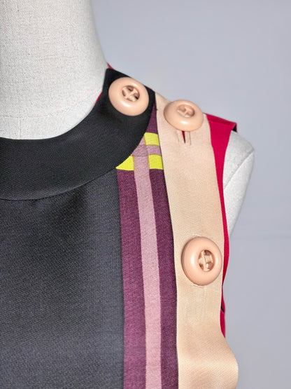 Prada Multi-Color Colorblock Shift Mod-Style Wool/Silk Sz 38 Pre-owned Dress
