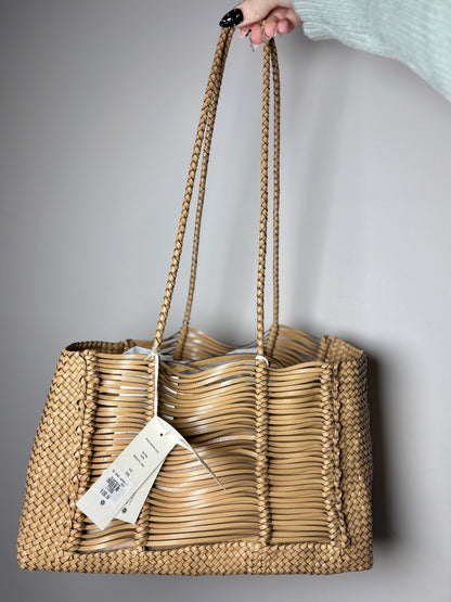 Tory Burch Woven Leather Pre-owned, NWT Tan Purse