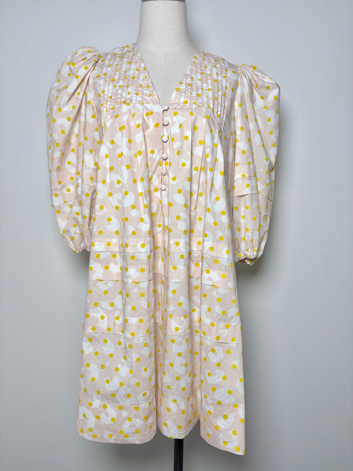 Women Size M Hunter Bell Pink,white,yellow Abstract Art Cotton Dress