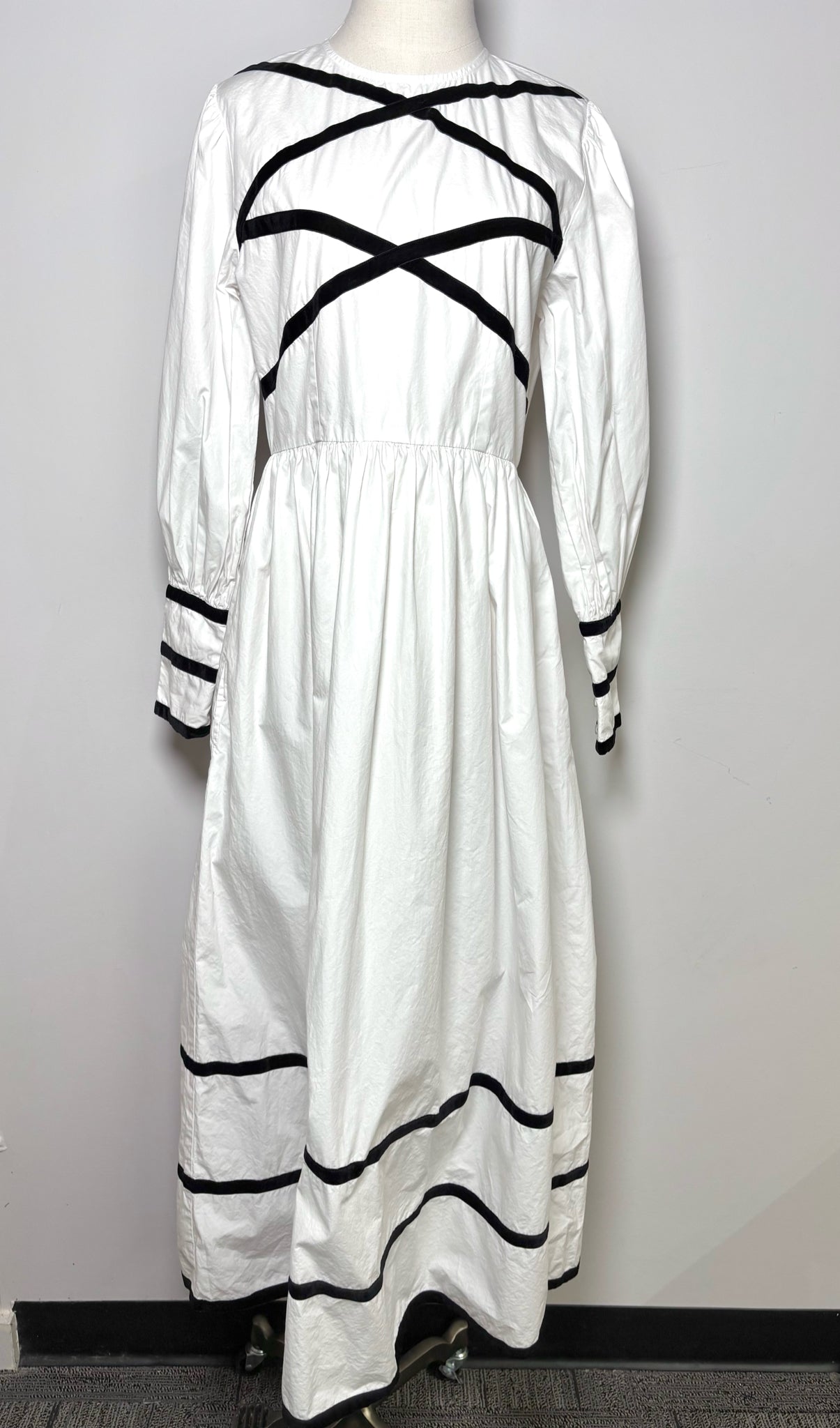 Women Size 10 batsheva White Solid Cotton Dress