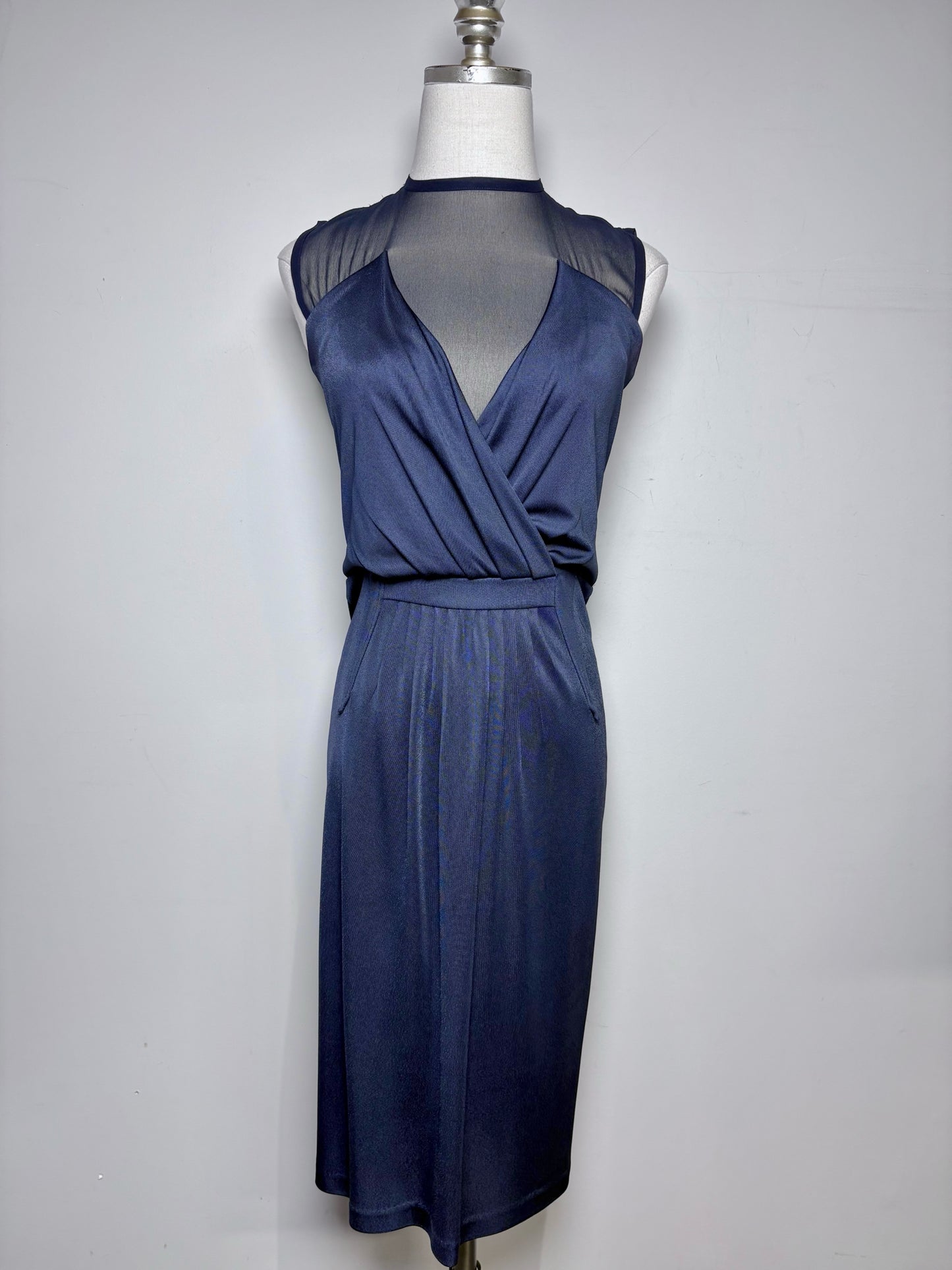 Women Size 40 (0 - 4 US) Givenchy Navy Blue Solid Women's Pure Viscose Dress