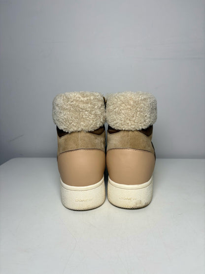 W Shoe Size 9.5 Coach C220 High Top Tan Suede, Nylon Pre-owned Sneakers