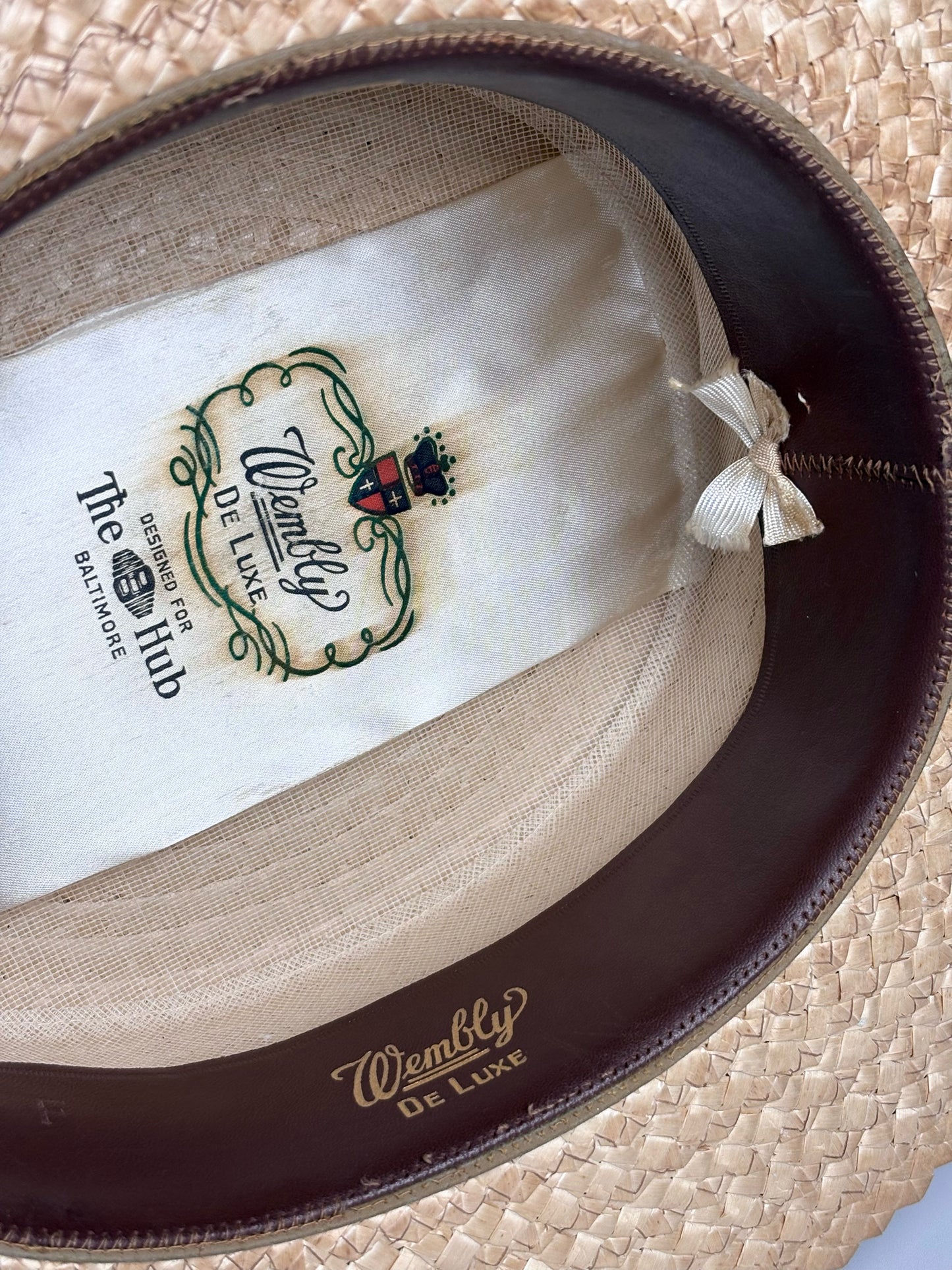 Wembly De Luxe Tan Straw Boater Vintage  Hat