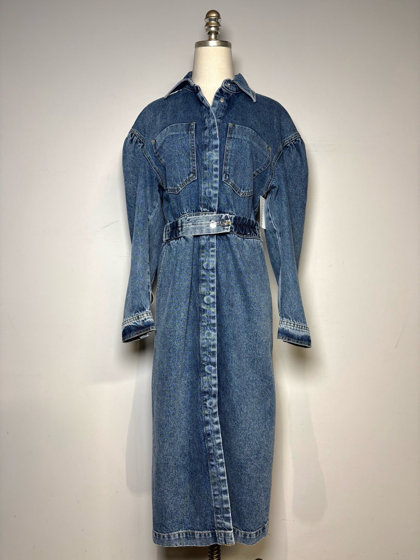 Women Size 36 (4, Small) Remain Birger Christensen Blue Denim Cotton NWT Dress