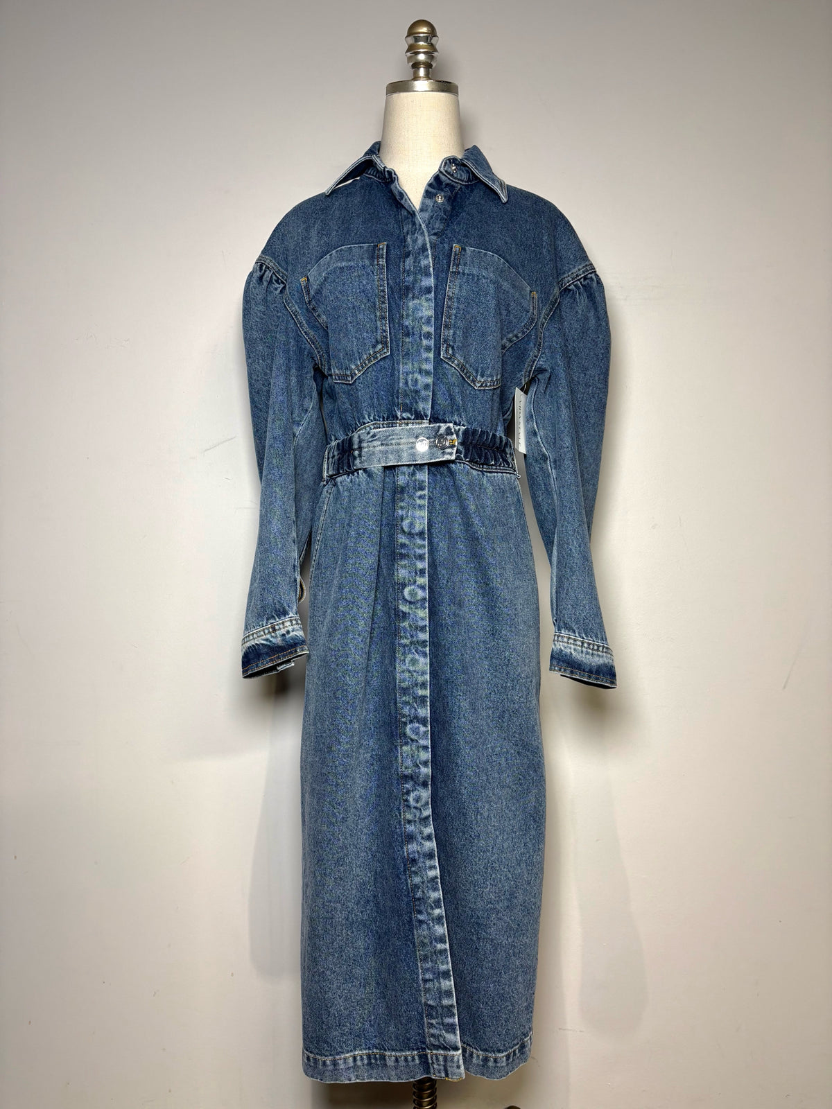 Women Size 36 (4, Small) Remain Birger Christensen Blue Denim Cotton NWT Dress