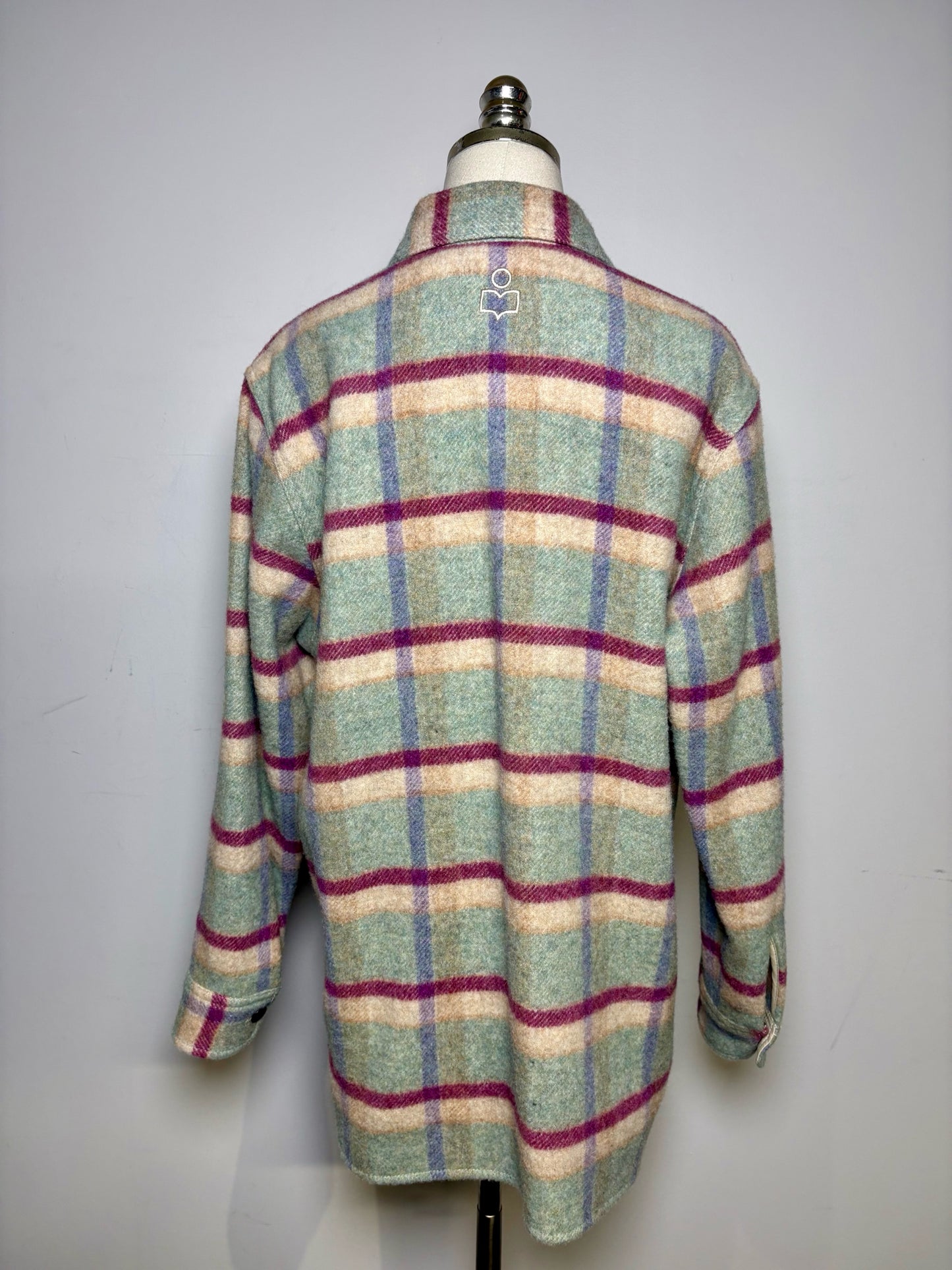 Women Size 38 Etoile Isabel Marant Faxon Mint Purple Plaid Wool Blend Pre-Owned Jacket
