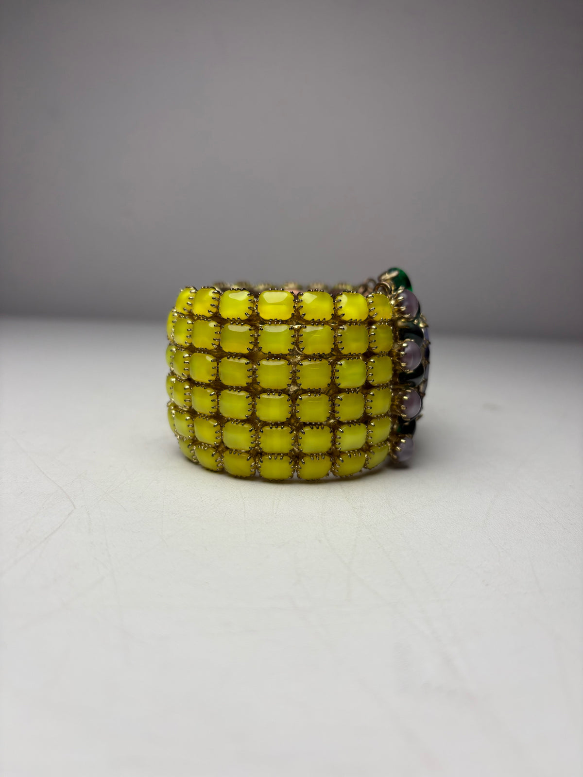 Women's Authentic Rodrigo Otazu Multicolor Gemstone Swarovski Vintage Pre-Owned Hinged Bracelet