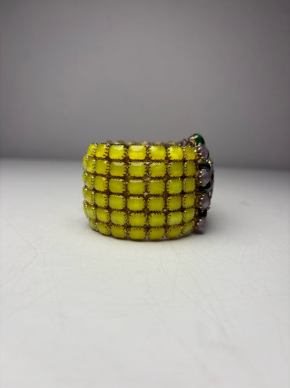 Women's Authentic Rodrigo Otazu Multicolor Gemstone Swarovski Vintage Pre-Owned Hinged Bracelet