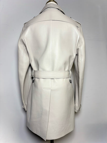 Women Size 46 (10, US) Burberry Prorsum Beige Solid Lambskin Coat