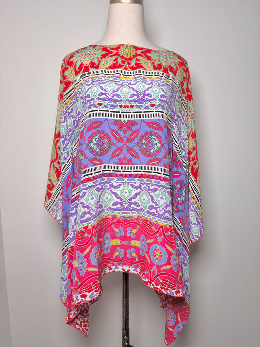 Women Size One Size Cavalli Class Blue, red, green, yellow Floral Silk Blouse