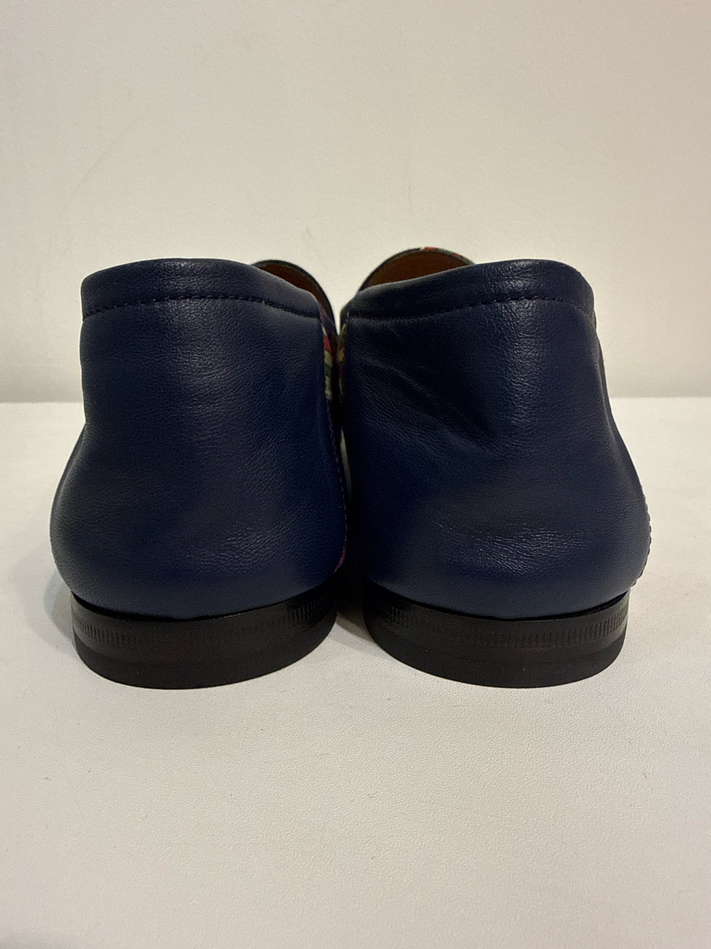 Gucci Brixton GG Blue Satin Print Shoe Sz 8 Men's Loafers NWT Pre-owned