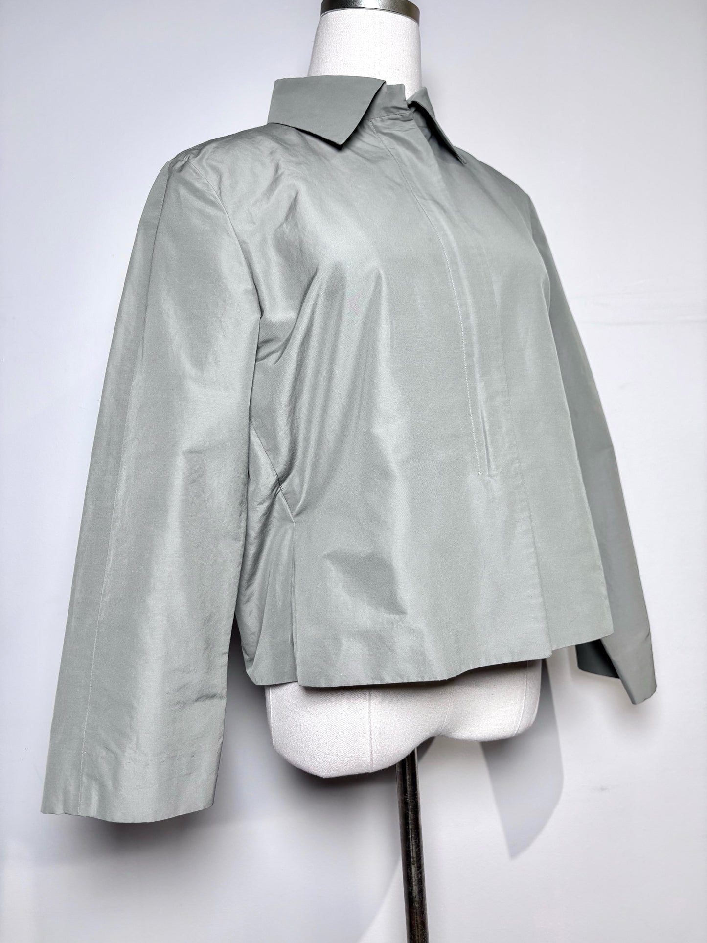 Women Size 36 (2) Jil Sander Olive Green Solid 100% Cotton Jacket