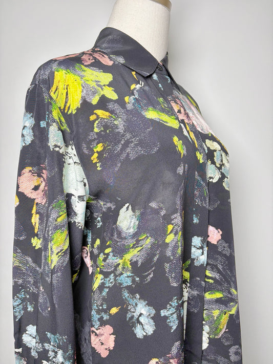 Women Size 36 Joseph Black, pink, yellow Floral Silk Blouse