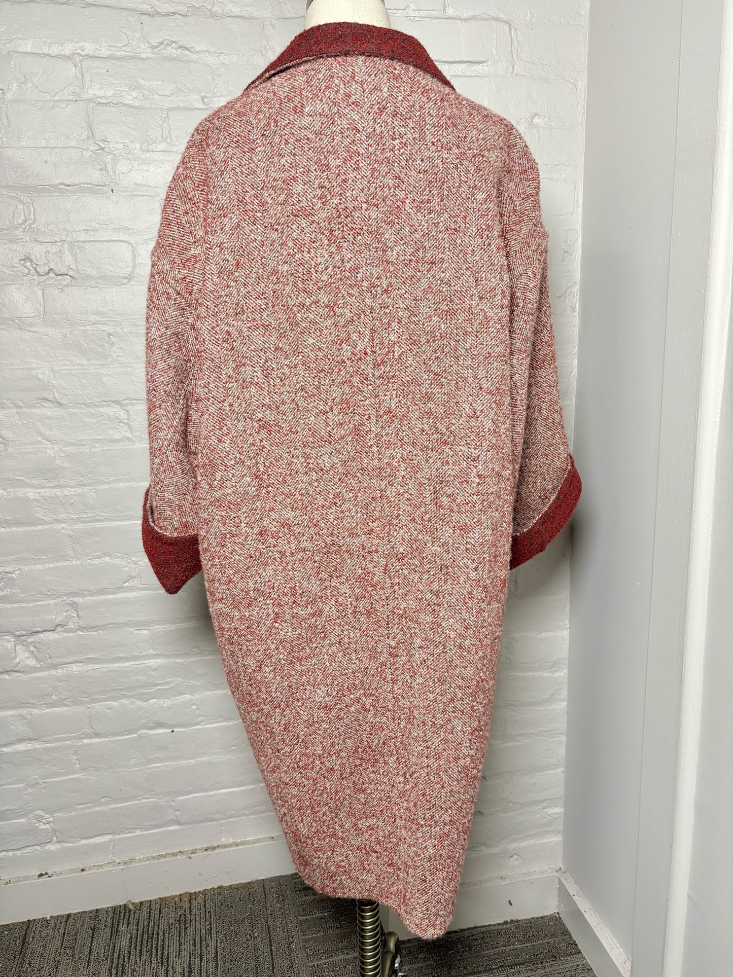 Women Size 48 (14 US) Loro Piana Burgundy Boucle Wool, Alpaca Coat