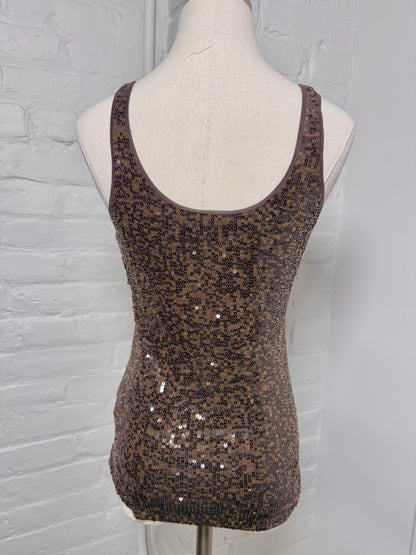 Women Size S Ralph Lauren Black Label Brown Sequins Top