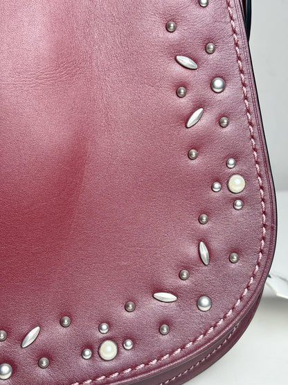 Women's Coach 20115 Pearls, Grommets Leather Pre-owned Bordeaux Saddle Bag