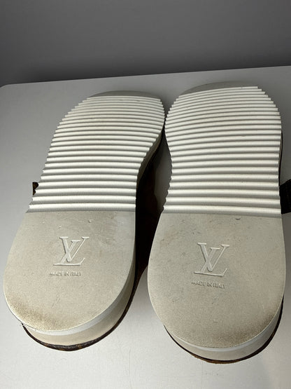 Louis Vuitton x NIGO Shearling-lined Brown Suede Men's Slippers LV2 Collab Pre-owned