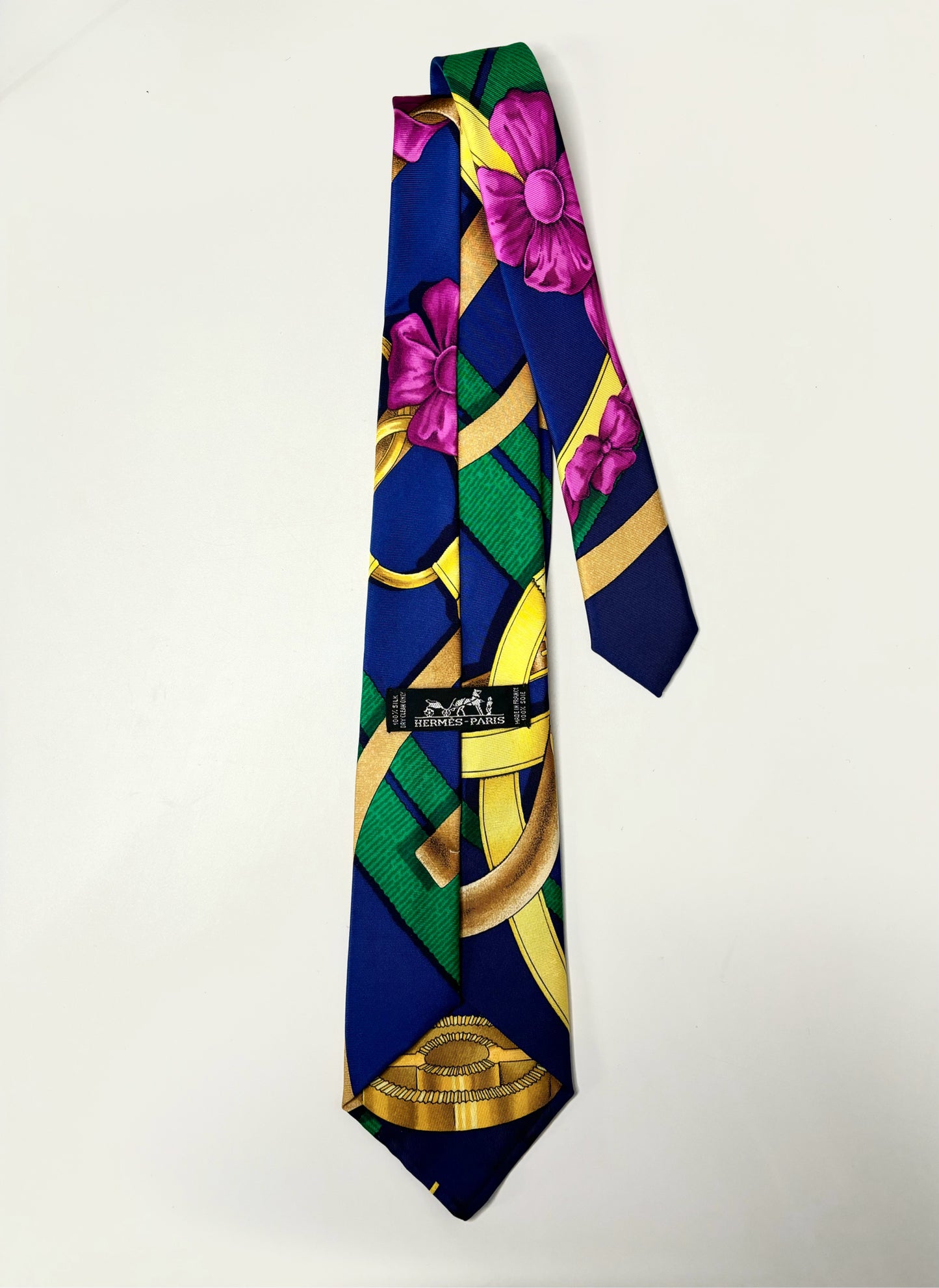 Brand Hermes Blue Silk Equestrian Men's Tie