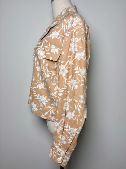 Women Size S Rag & Bone Tan Floral Linen Blend Jacket