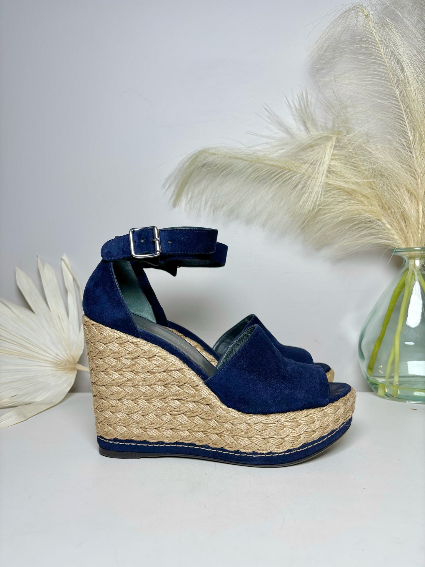 W Shoe Size 8 Stuart Weitzman Blue Suede Wedges